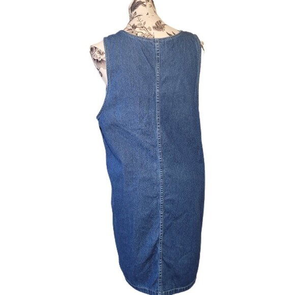Lindsey Michelle Size L Womans Denim Dress Blue Jean Flag VTG Prairie July 4th - Picture 2 of 8